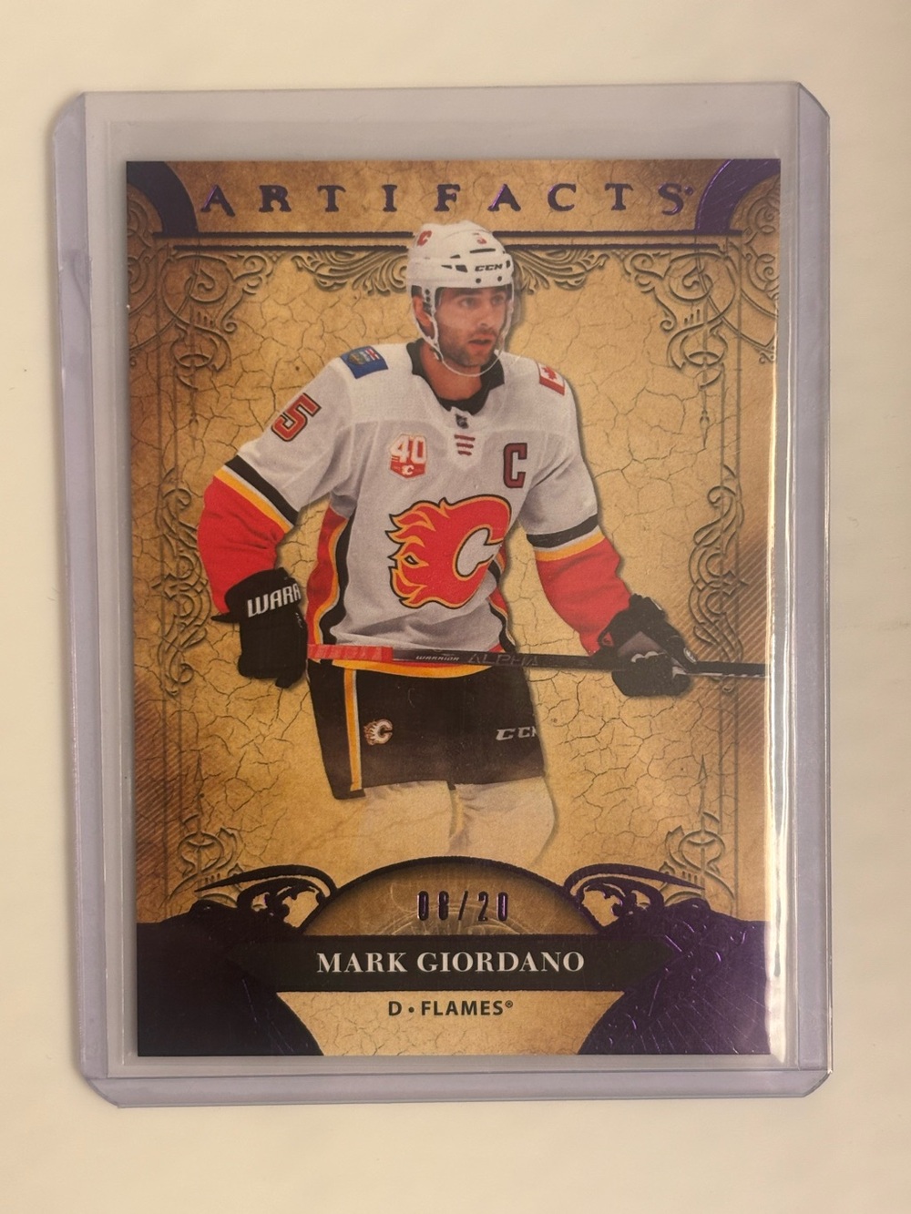Mark Giordano 2020-21 UD Artifacts Purple #59 08/20 Calgary Flames Hockey Card